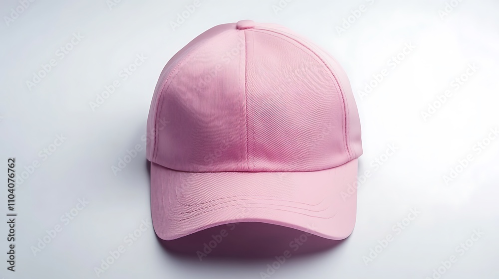 Pink baseball cap front view isolated on white smooth surface. Pink baseball cap front view isolated on white smooth surface.