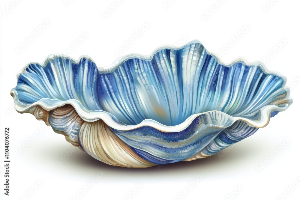 custom made wallpaper toronto digitalA beautifully detailed blue and white seashell bowl showcasing intricate patterns and textures.