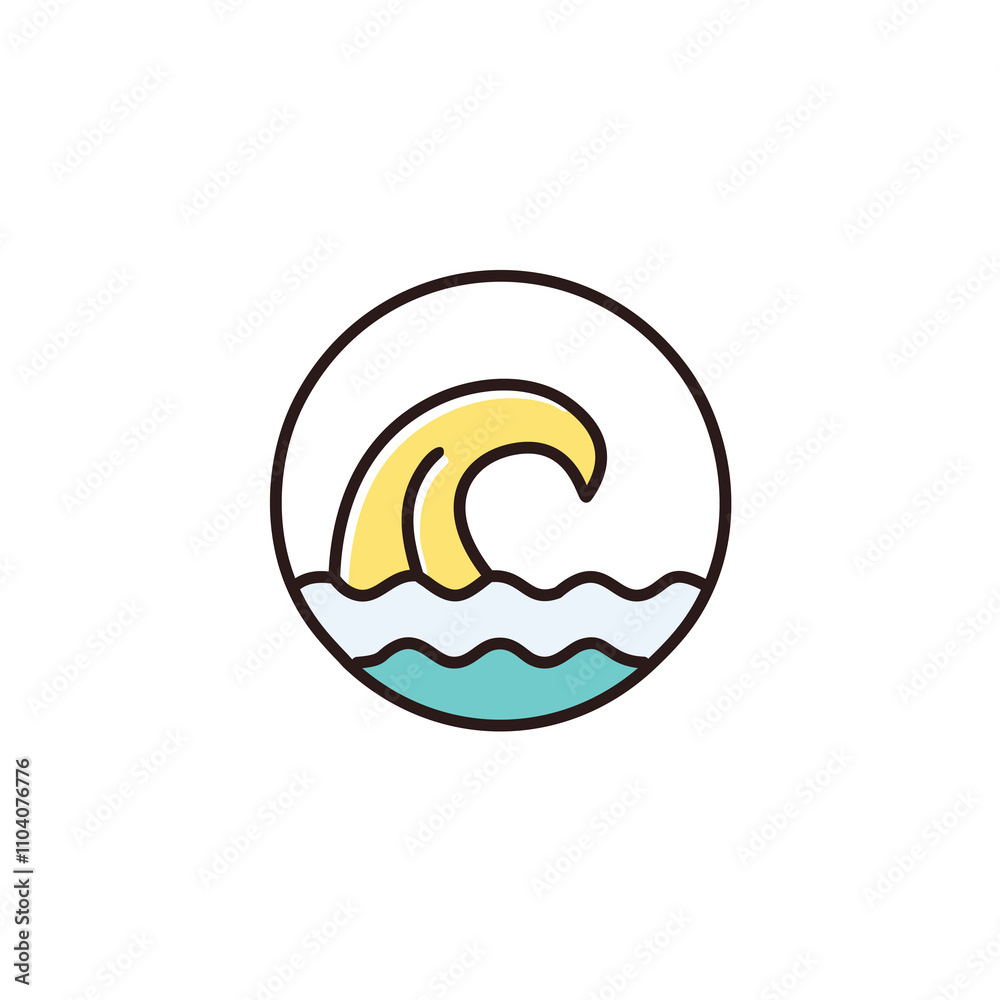 Ocean wave circle design. Summery wave icon; symbolizes peace, tranquility, and the ocean's power. Ocean wave circle design. Summery wave icon; symbolizes peace, tranquility, and the ocean's power.
