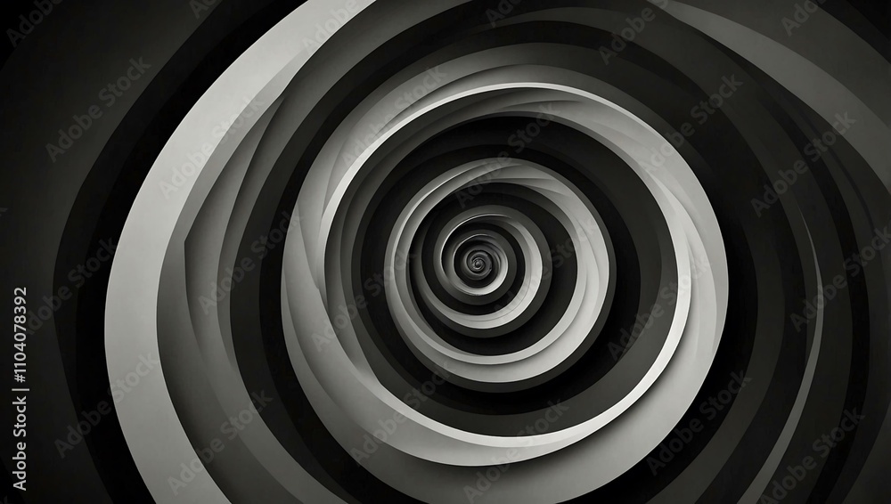 Abstract black-and-white spiral design. Abstract black-and-white spiral design.
