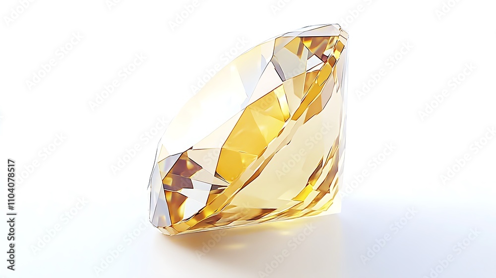Amber colored diamond against on white background Amber colored diamond against on white background