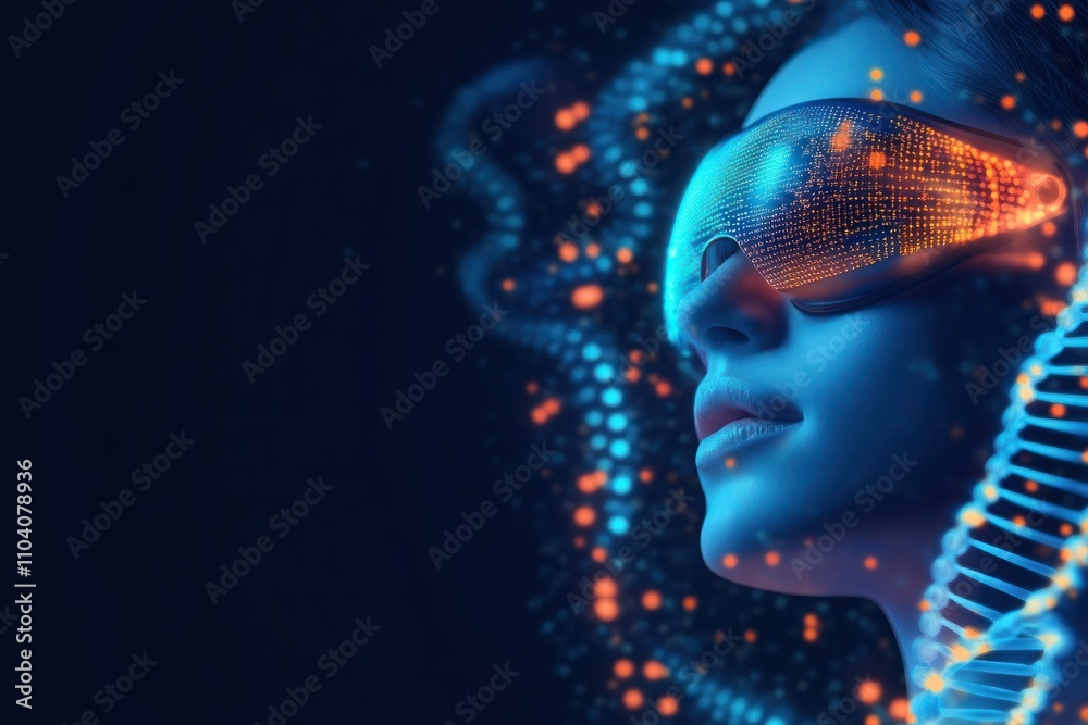 Obraz premium Tech-enhanced goggles blend digital and organic art