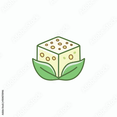 Vegan cube food block. Natural plant-based cube, symbolizing healthy eating and sustainable nutrition.  Pure goodness.