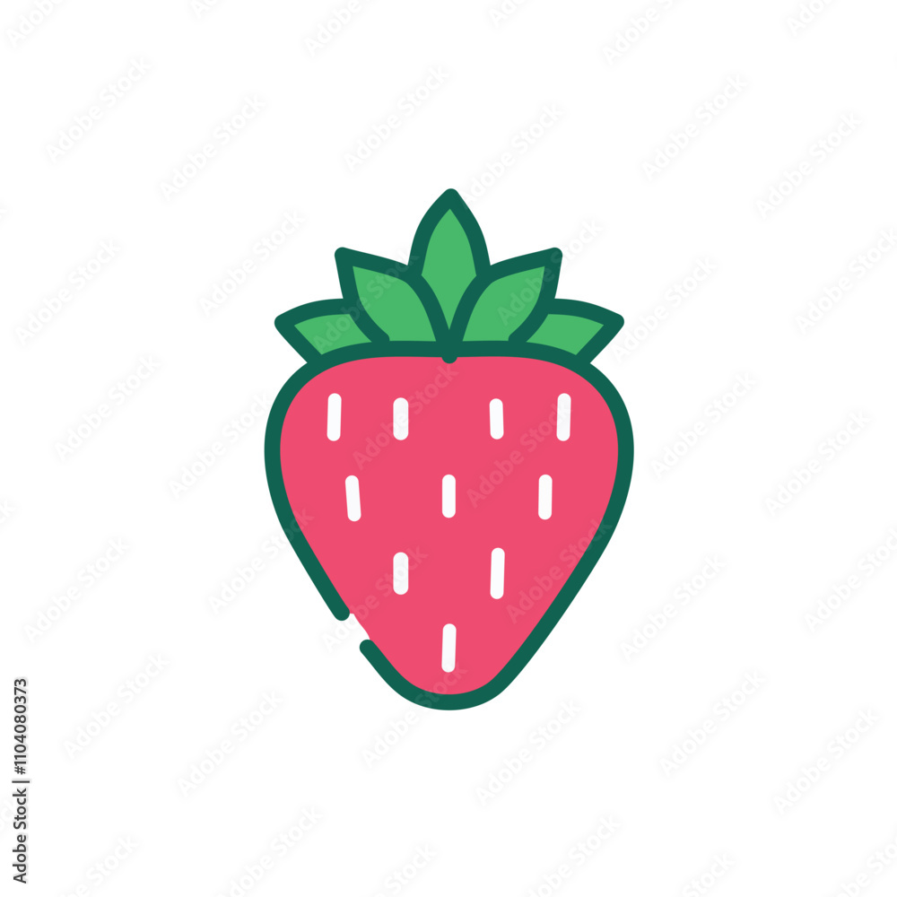 Fresh strawberry icon. Red berry fruit graphic; symbolizes summer sweetness and healthy eating. Fresh strawberry icon. Red berry fruit graphic; symbolizes summer sweetness and healthy eating.