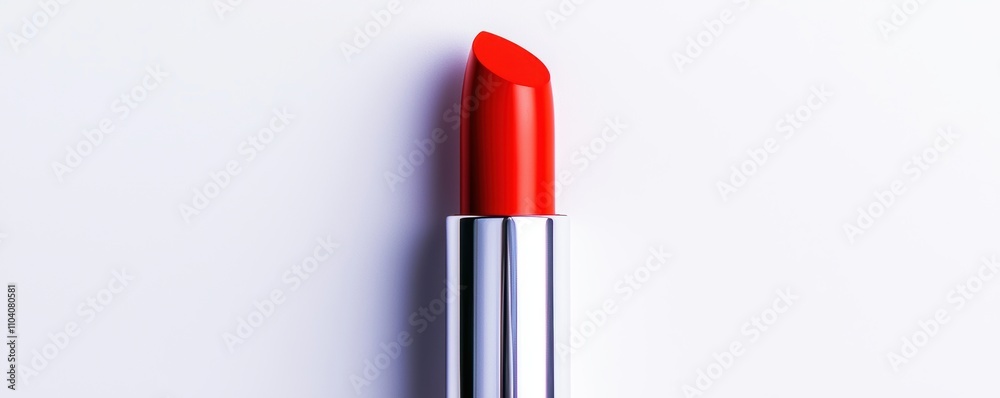 A close-up of a vibrant red lipstick in a silver tube, displayed against a clean, white background. A close-up of a vibrant red lipstick in a silver tube, displayed against a clean, white background.