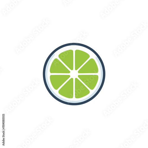 Lime fruit slice icon. Fresh lime graphic; vibrant, zesty citrus symbol. Represents health, refreshment.