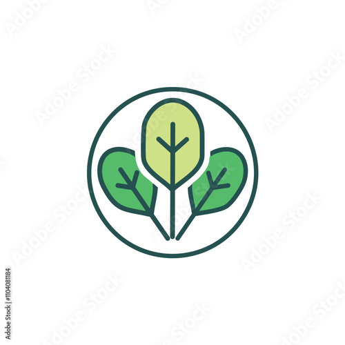 Green leaves nature emblem. Eco friendly symbol, growth, spring,  freshness, and purity. Represents natural life.