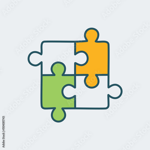 Teamwork puzzle solution. Interlocking puzzle pieces symbolize collaboration, unity, and problem-solving.  A visual representation of successful teamwork.