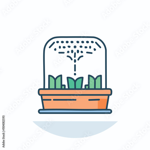 Indoor plant sprinkler system. Automated plant watering;  growth,  freshness, and care.  Symbolizes effortless gardening.