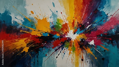 Abstract canvas painting with vibrant brushstrokes.