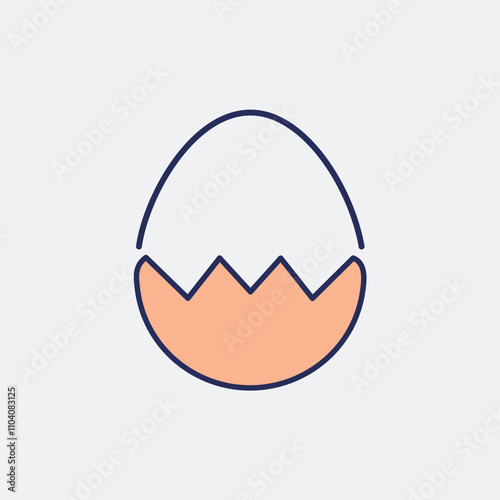 Cracked egg icon. Simple cracked egg illustration, symbolizing new beginnings, fragility, and potential.