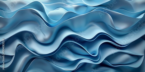 Abstract layered blue wave pattern with fluid, flowing curves and gradients