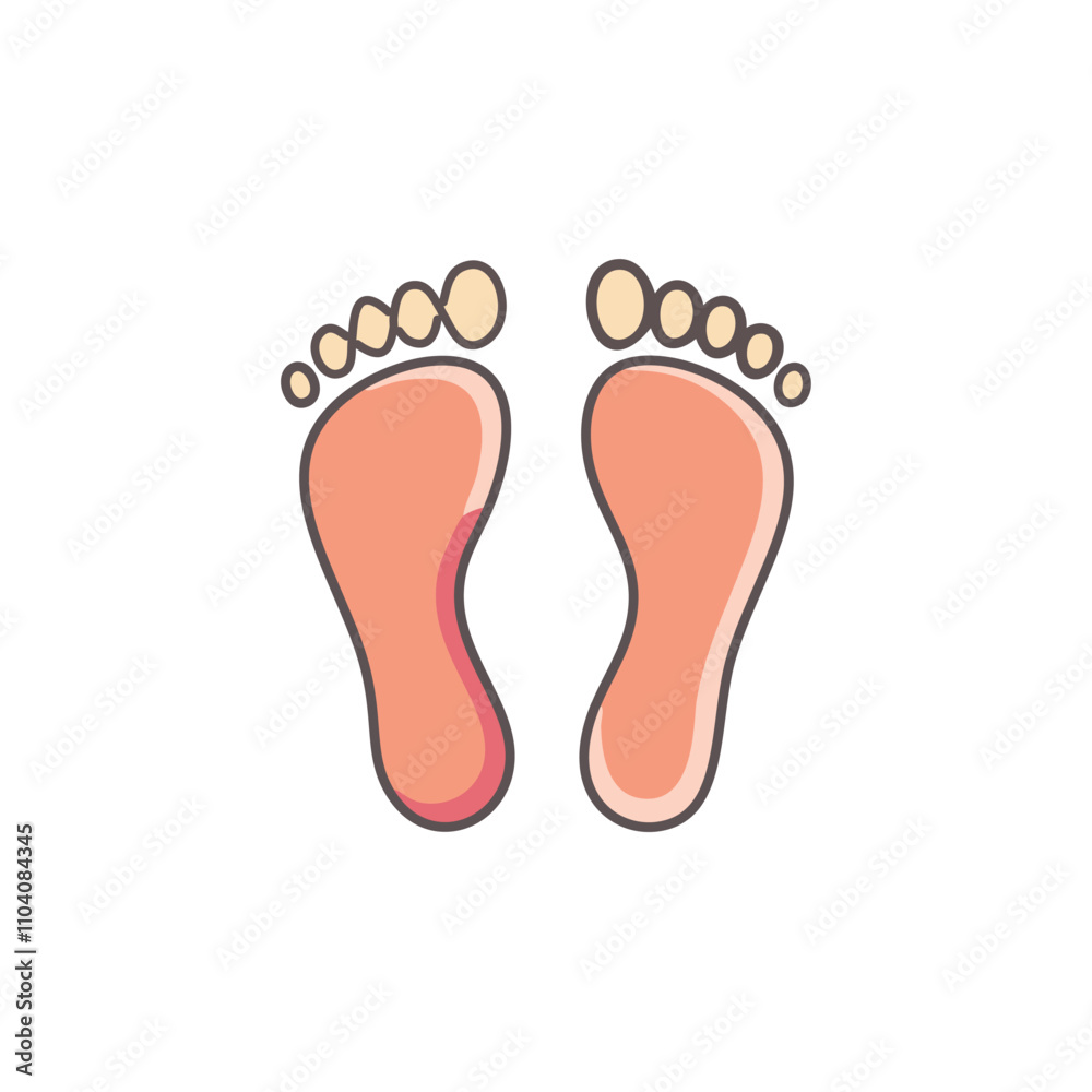 Footprints illustration. Pair of cute feet, symbolizing steps, journey, or a new beginning. Perfect for travel or health concepts. Footprints illustration. Pair of cute feet, symbolizing steps, journey, or a new beginning. Perfect for travel or health concepts.