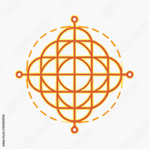 Sacred geometry design. Interconnected circles symbolize unity, balance, and the interconnectedness of all things.  A spiritual and harmonious emblem.