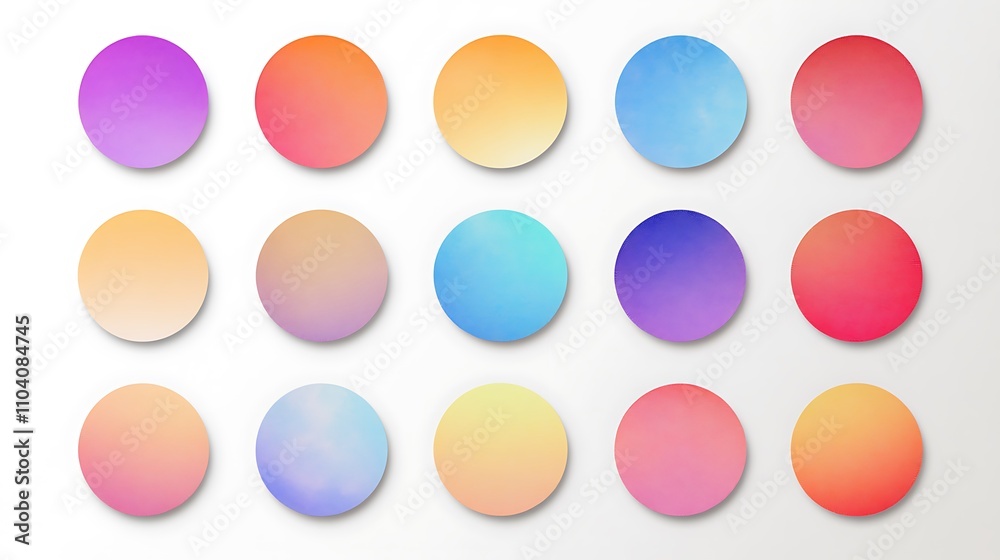 Gradient-based circular stickers with subtle textured effects Gradient-based circular stickers with subtle textured effects