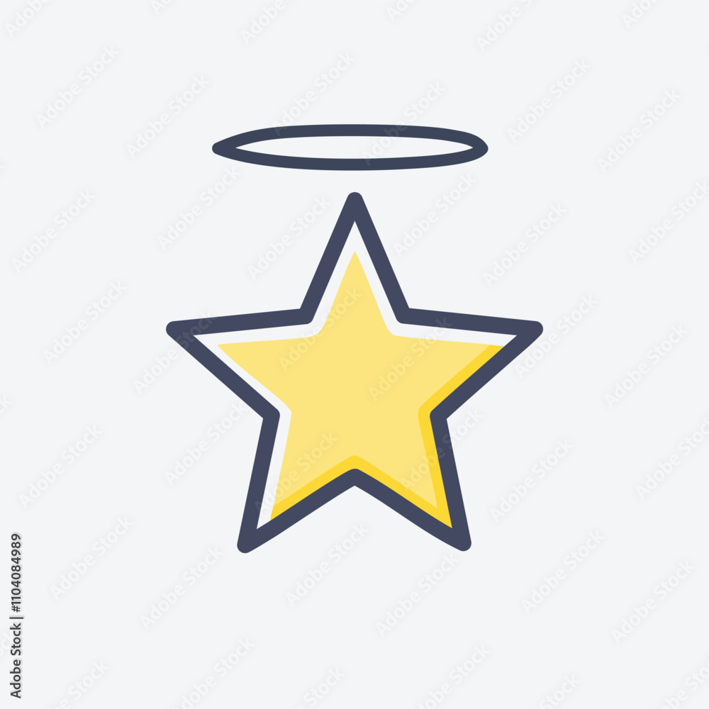 Golden star halo icon. Perfect star award symbol, represents achievement, success, and excellence.  Ideal for recognition graphics.
