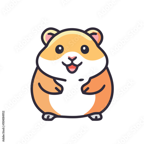 Happy hamster illustration. Adorable cartoon hamster image.  Symbolizes joy, companionship, and small pet ownership.