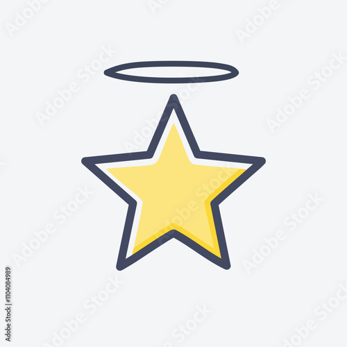 Golden star halo icon. Perfect star award symbol, represents achievement, success, and excellence. Ideal for recognition graphics.