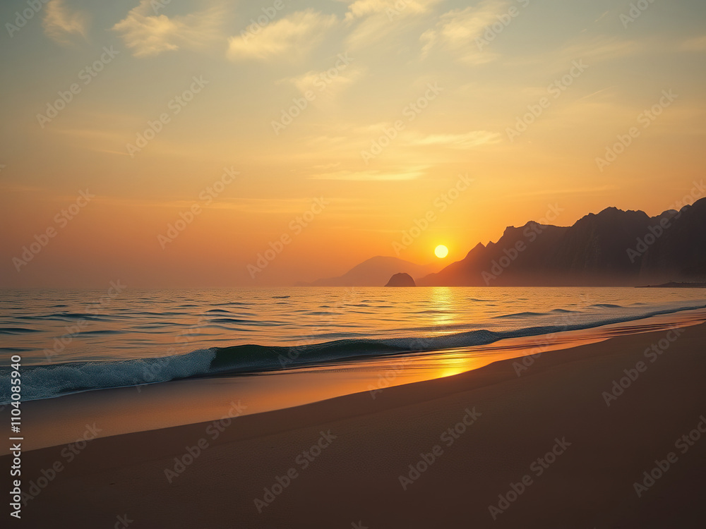 Sunset over the Black Sea coastline with mountains in the background, Crimea, golden hour, mountains, sunset Sunset over the Black Sea coastline with mountains in the background, Crimea, golden hour, mountains, sunset