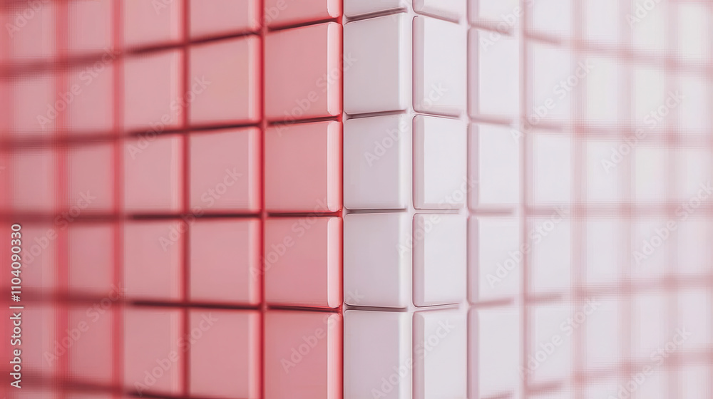 Fototapeta premium Abstract red and white cube pattern with modern design