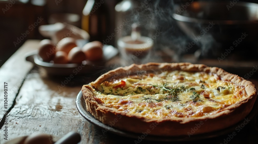 custom made wallpaper toronto digitalFresh Vegetable Quiche with Organic Eggs Steaming Hot