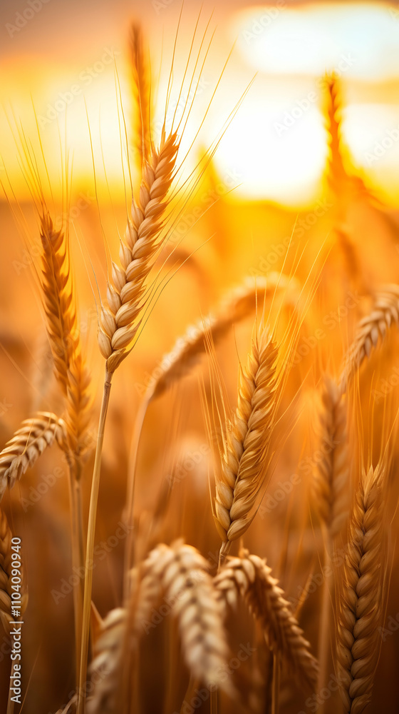 Golden wheat stalks bathed in the warm glow of sunset. A picturesque scene of nature's bounty. Golden wheat stalks bathed in the warm glow of sunset. A picturesque scene of nature's bounty.