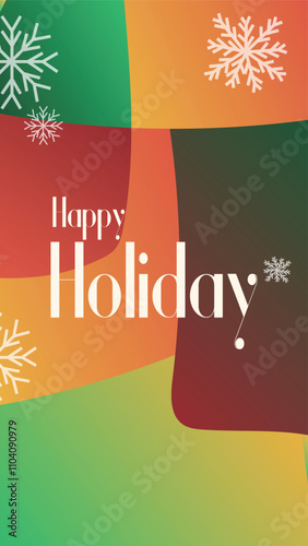 happy holiday in abstract christmas style backgound and snow flake for end year and new year holiday greeting card. vertical banners and wallpaper for social media stories teplate vector illustration