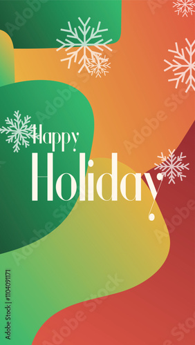 happy holiday in abstract christmas style backgound and snow flake for end year and new year holiday greeting card. vertical banners and wallpaper for social media stories teplate vector illustration