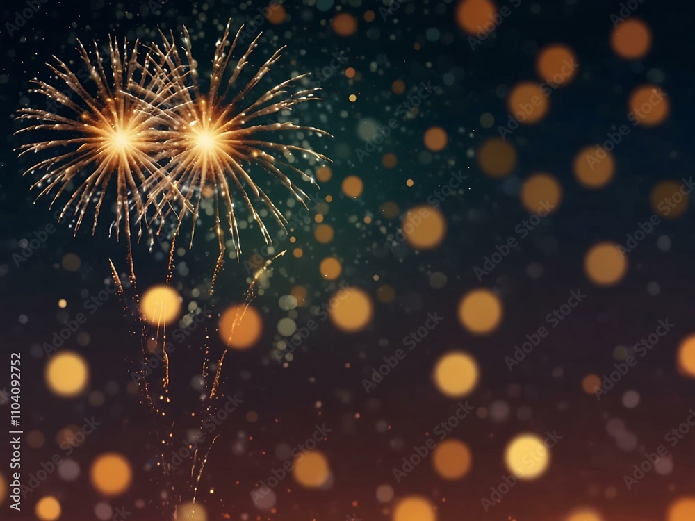Obraz premium Abstract firework background with bokeh on New Year’s Eve.