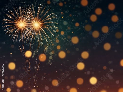 Abstract firework background with bokeh on New Year’s Eve.