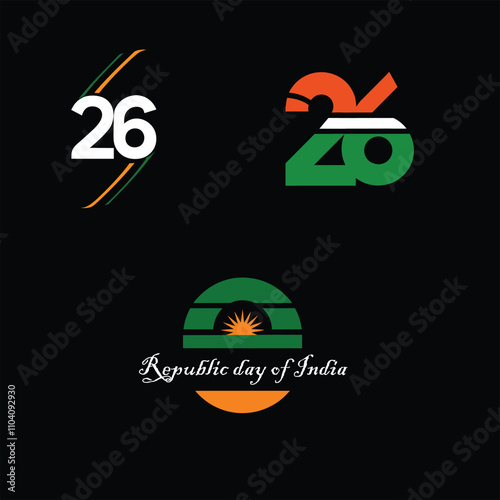 26 january republic day of Indid tri color banner with flag