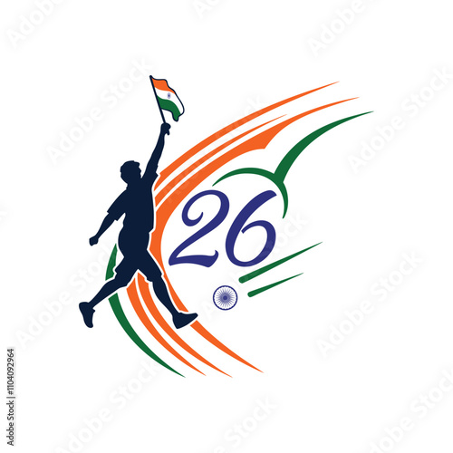 26 january republic day of Indid tri color banner with flag