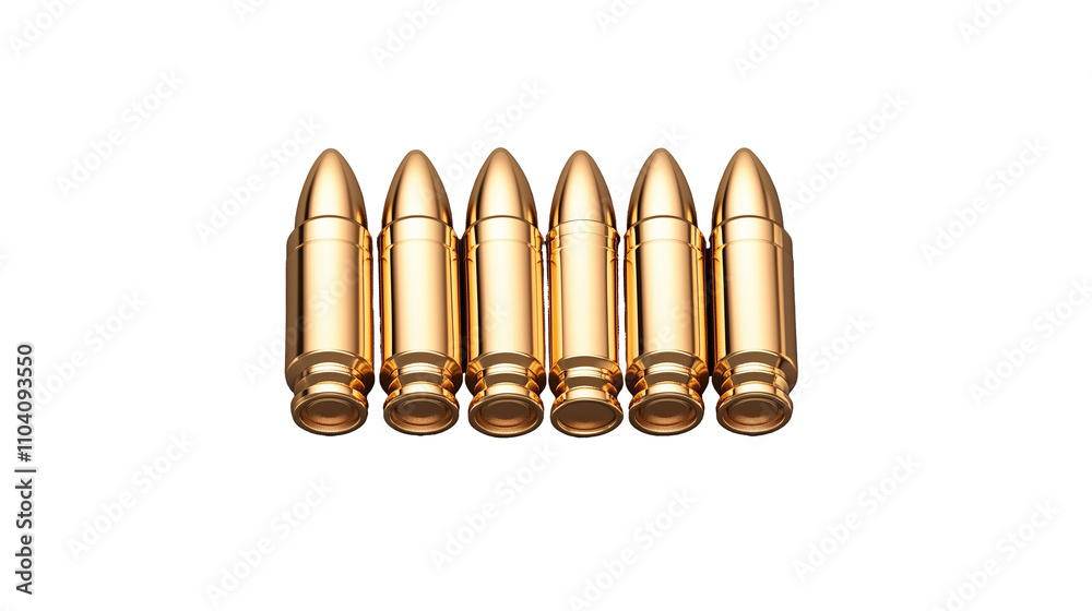 Gold Bullets Arrangement on Transparent Background for Visual Impact Gold Bullets Arrangement on Transparent Background for Visual Impact
