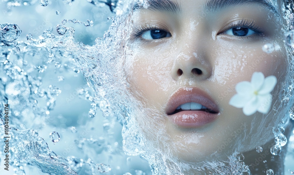 Ethereal Beauty in Refreshing Water Splash with Flower Ethereal Beauty in Refreshing Water Splash with Flower