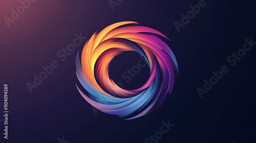 Abstract logo with swirling gradients and 3D depth effects photo