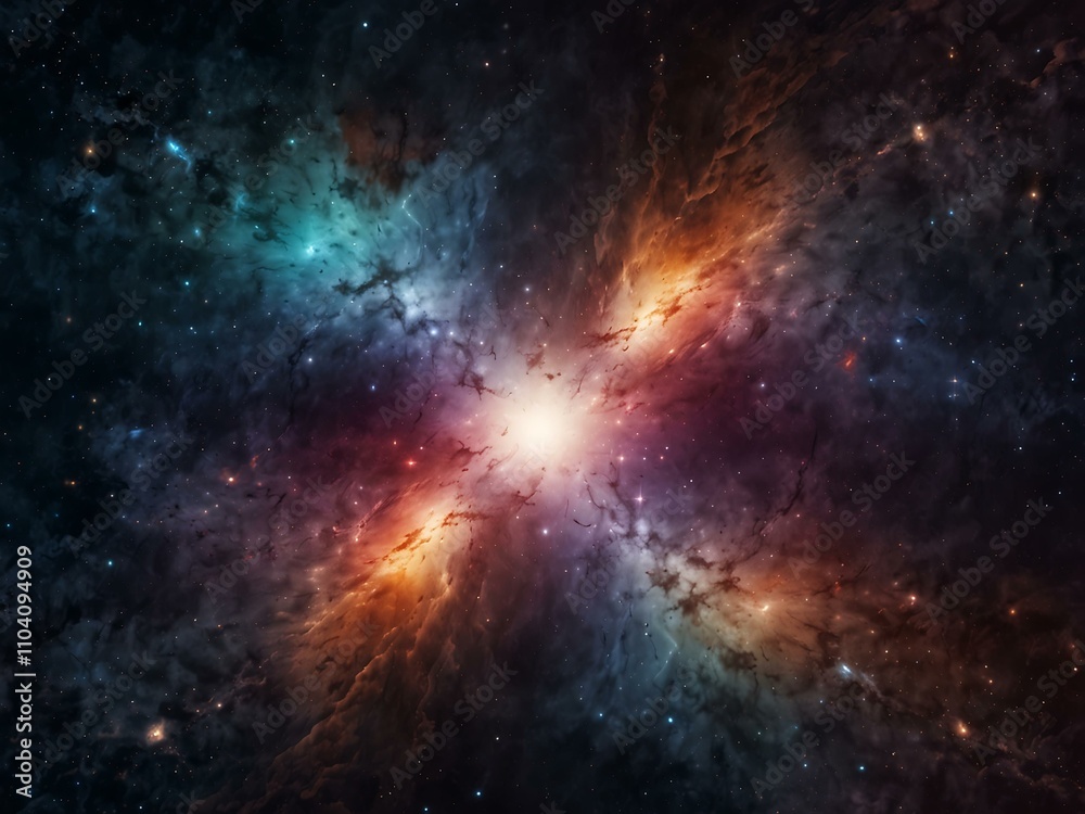 Naklejka premium Abstract galaxy tunnel with stars and smoke in space.