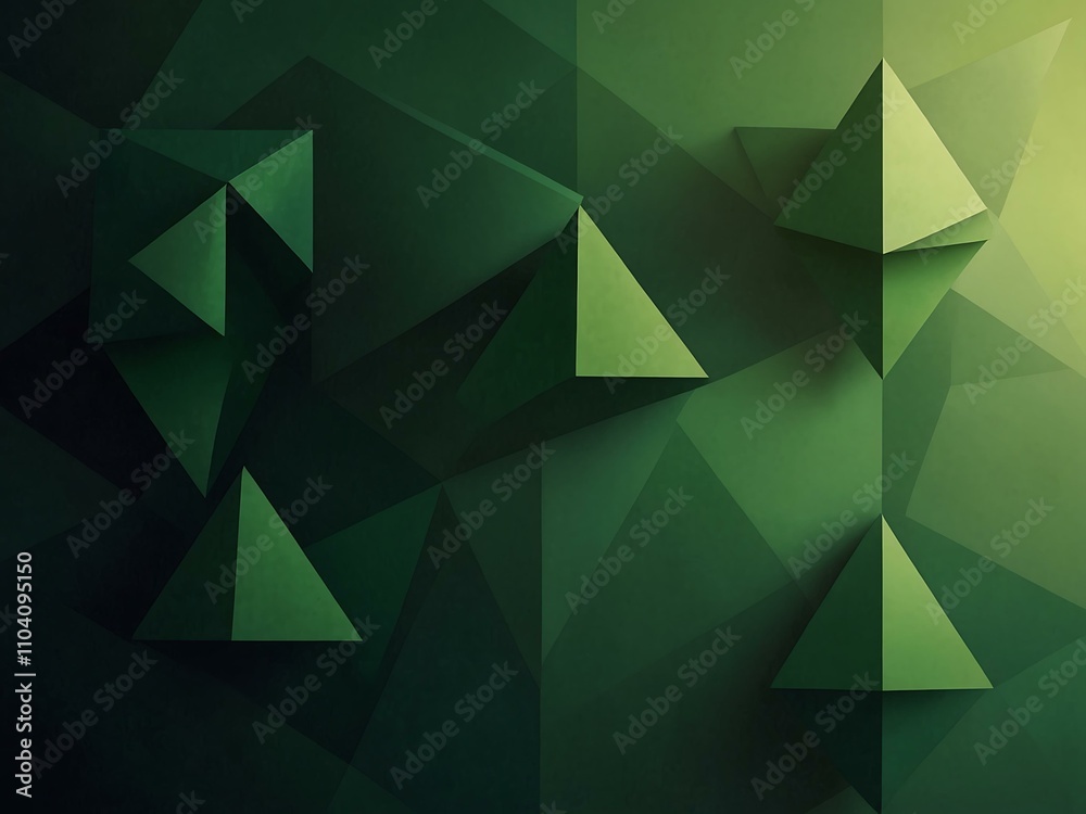 Fototapeta premium Abstract geometric background with green triangles.