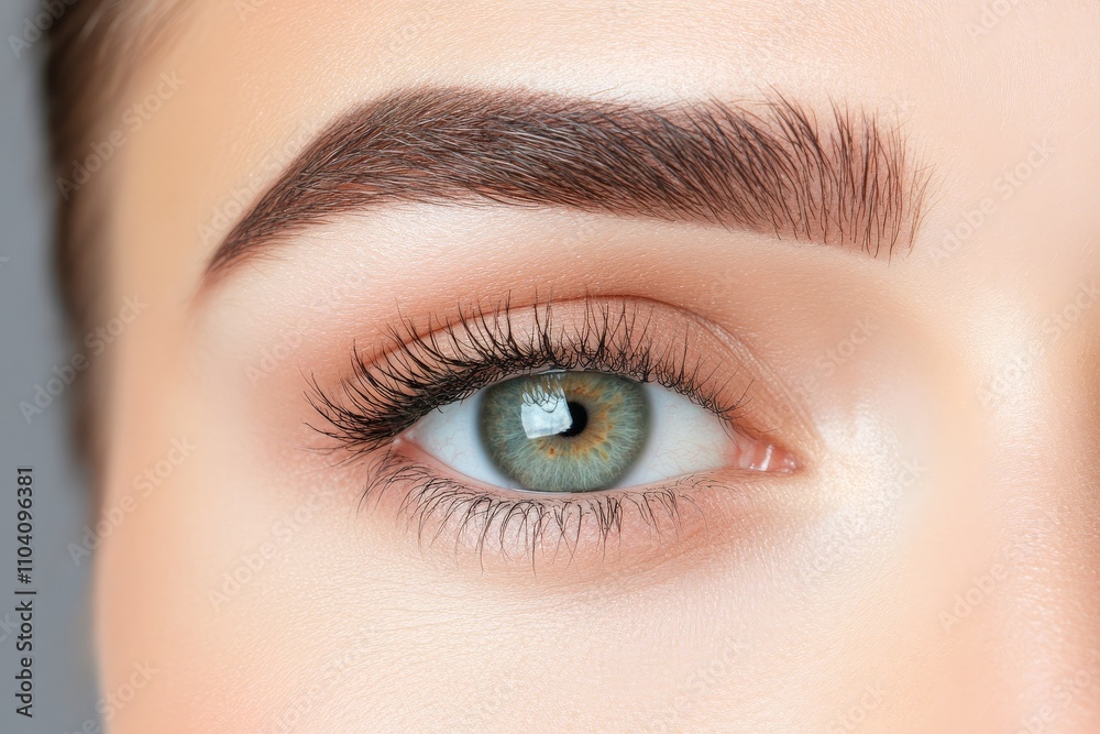 A high-definition closeup of a captivating blue-green eye with expertly groomed and detailed eyebrows, showcasing natural beauty and intricate detail, exuding emotion. A high-definition closeup of a captivating blue-green eye with expertly groomed and detailed eyebrows, showcasing natural beauty and intricate detail, exuding emotion.