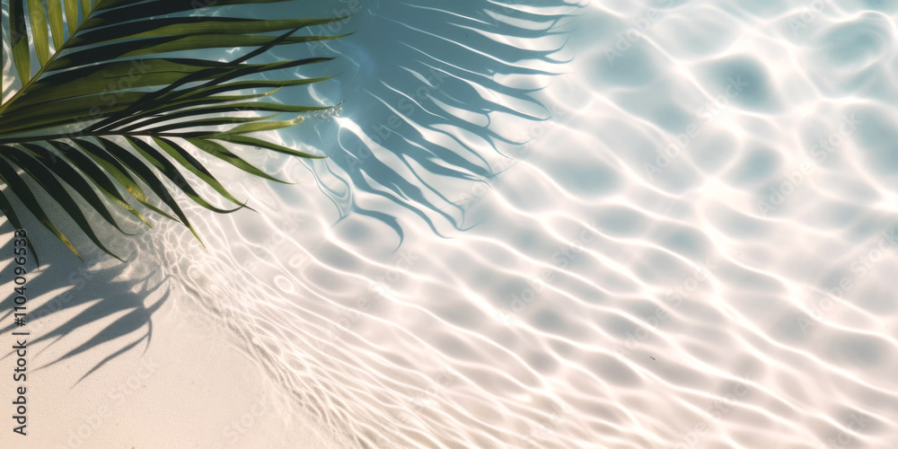 palm leaves on the water top view tropics Generative AI palm leaves on the water top view tropics Generative AI