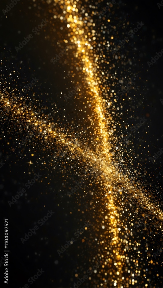 Fototapeta premium Abstract glitter lights, black and gold background.