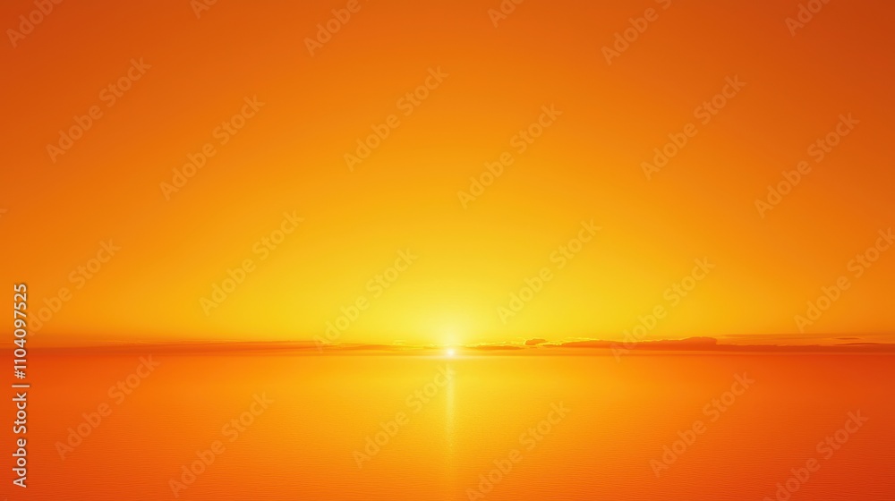 Obraz premium A serene sunset over a calm ocean creates a warm, inviting atmosphere, ideal for relaxation or travel themes, This image is perfect for use in blogs, websites, and promotional materials,