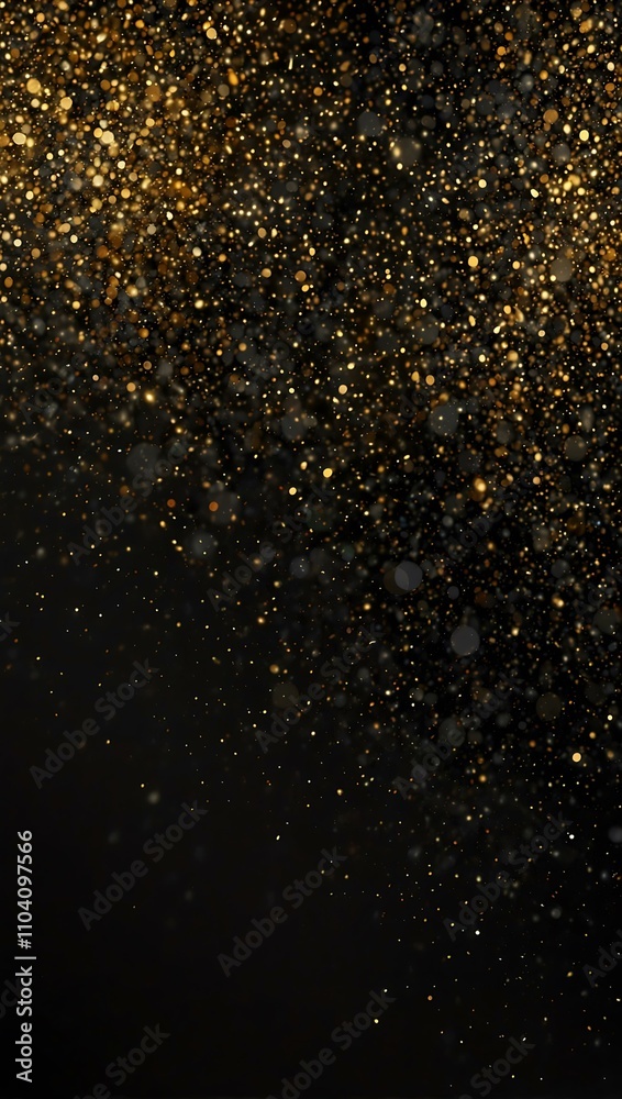 Abstract glitter lights, black and gold background. Abstract glitter lights, black and gold background.