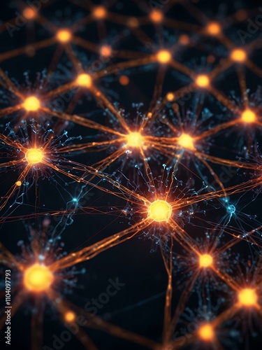 Abstract glowing network of interconnected cells.