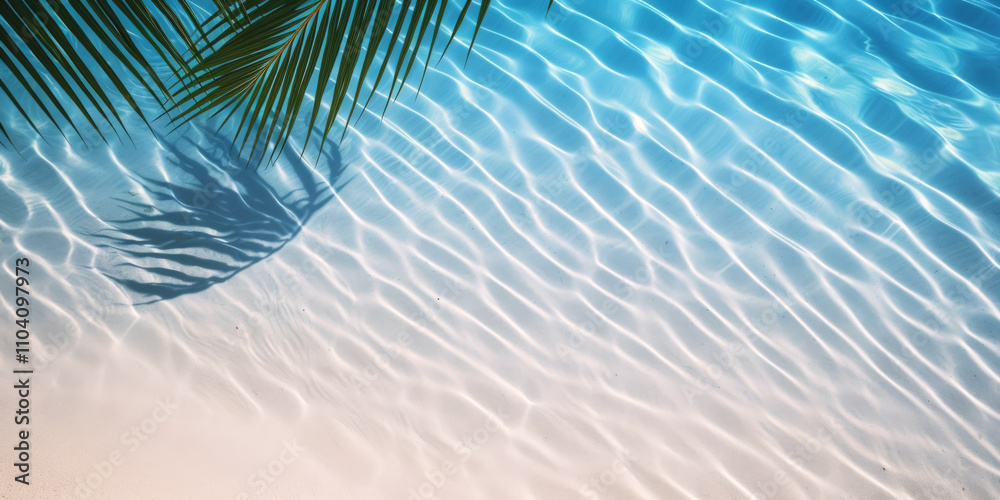 palm leaves on the water top view tropics Generative AI palm leaves on the water top view tropics Generative AI