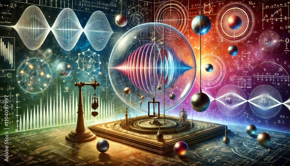 Fototapeta premium A conceptual illustration of fundamental physical laws represented visually.