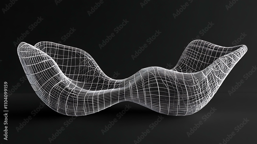 Modern wireframe design with curving lines and interconnected nodes, symbolizing tech innovation Modern wireframe design with curving lines and interconnected nodes, symbolizing tech innovation