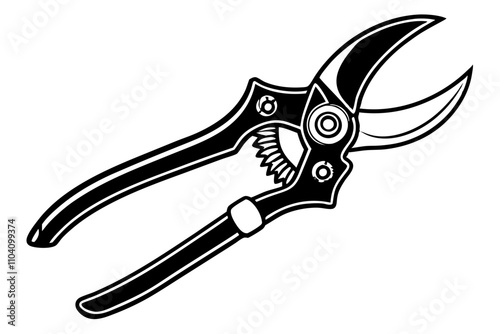 Agriculture tool such as Pruning shears silhouette vector illustration, Garden pruner silhouette icon logo vector illustration isolated on white background.