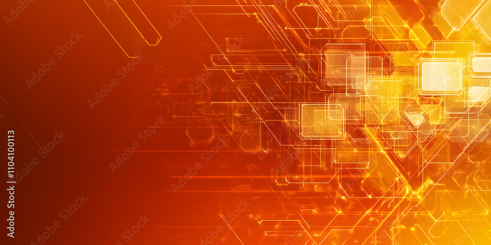 Obraz premium Abstract orange technology line background
