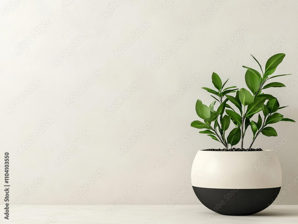 A vibrant green plant in a stylish pot, enhancing modern home decor and tranquility. A vibrant green plant in a stylish pot, enhancing modern home decor and tranquility.
