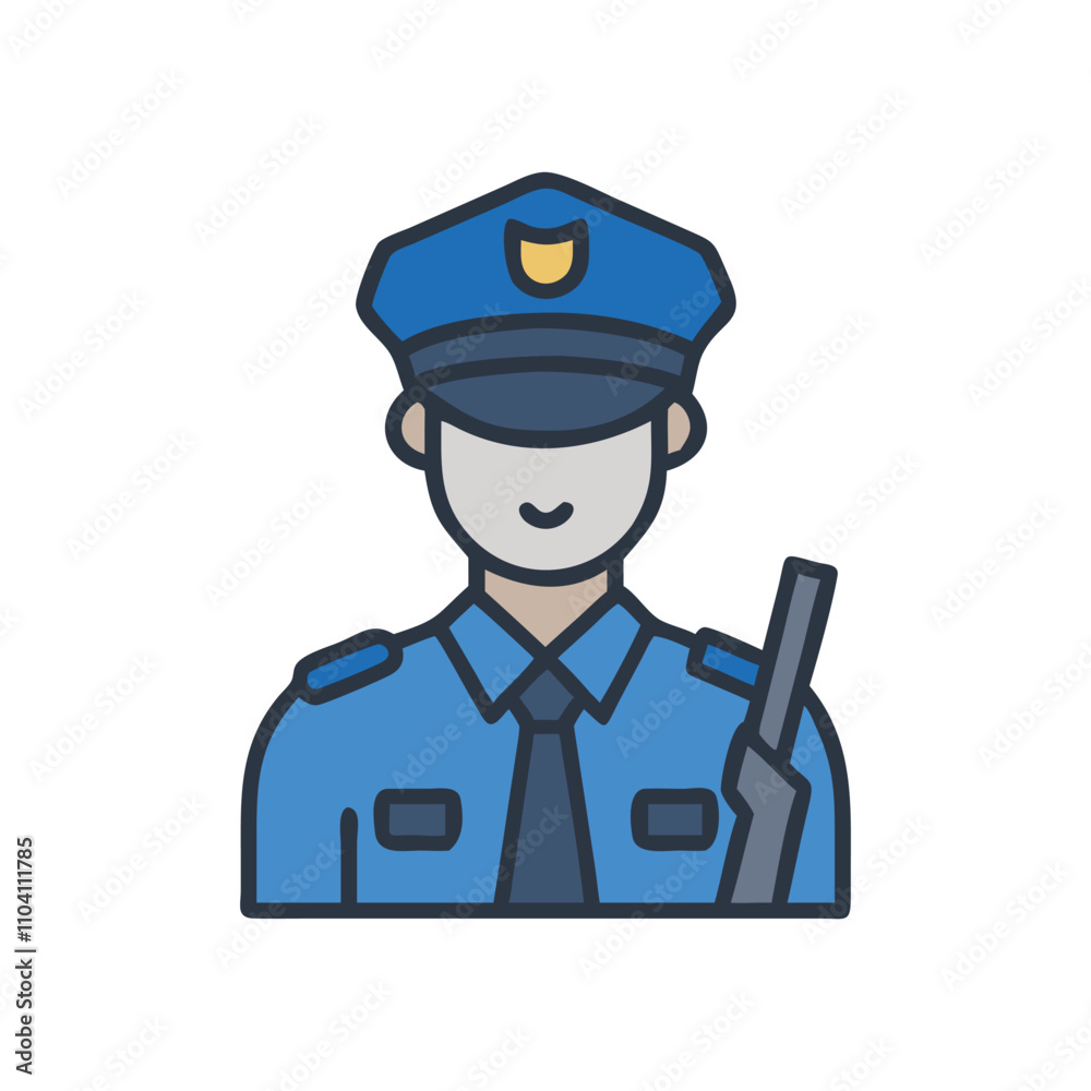 Vector Illustration of Police Officer, Police icon, Security Guard symbol, Uniformed Officer design on a white background, Police Officer sign Vector Illustration of Police Officer, Police icon, Security Guard symbol, Uniformed Officer design on a white background, Police Officer sign